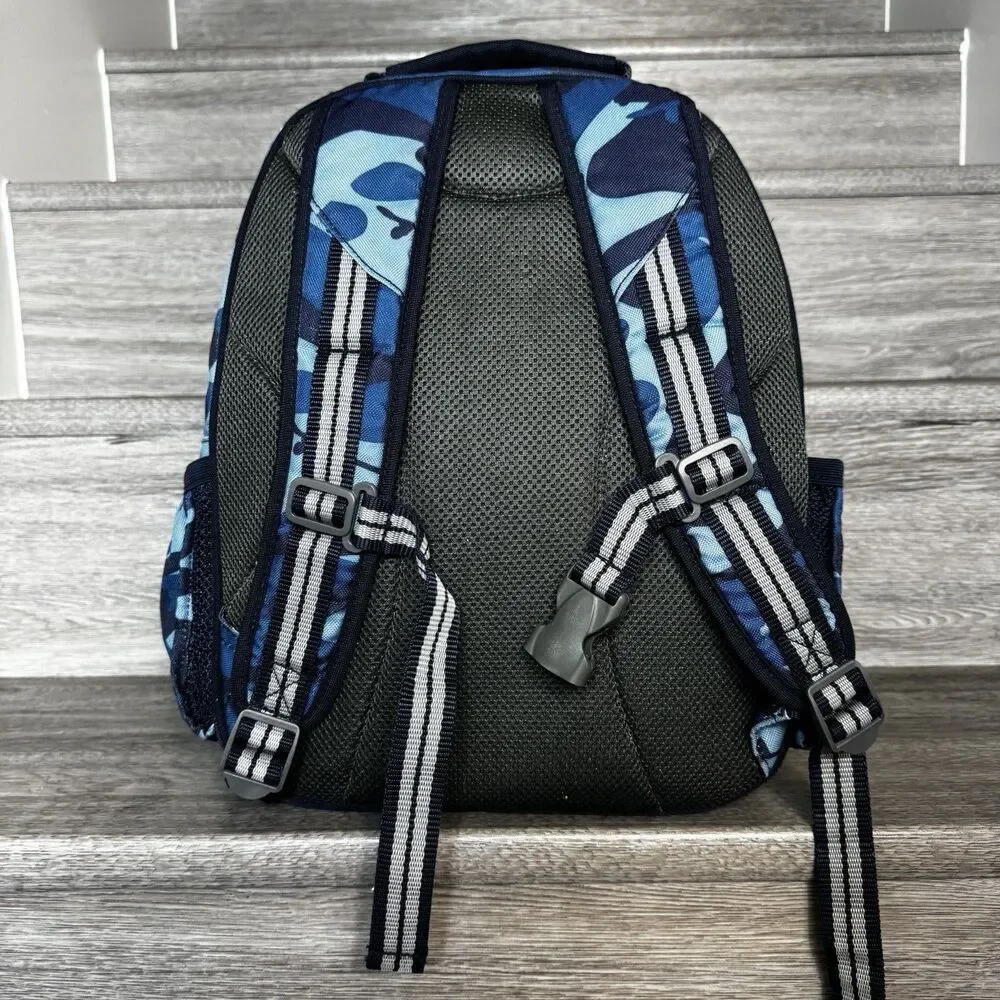 Pottery Barn Kids Mackenzie Navy Blue Skateboard Camo Backpack Small Embroidered